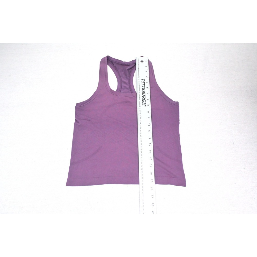 Lululemon Womens Plum Racerback Yoga Tank Top Seamless Mesh Back Reflective Logo - Picture 3 of 5